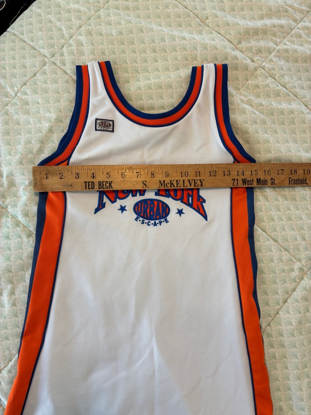 Vintage White NY Knicks Sports Jersey Mini Dress Blue Orange New York - Picture 7 of 10